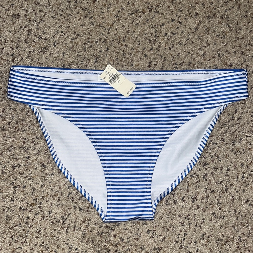 aerie blue and white striped bikini bottoms